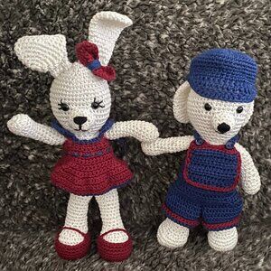 One-of-a-Kind Stuffed Amigurumi animals with clothes buy as a set or separately